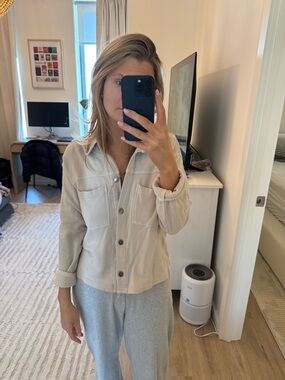 Monrow Neutral Beige Utility Jacket with Chest Pockets